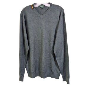 Vintage Kingfield West Point Wool Blend Sweater Mens XL Army Green Logo V Neck